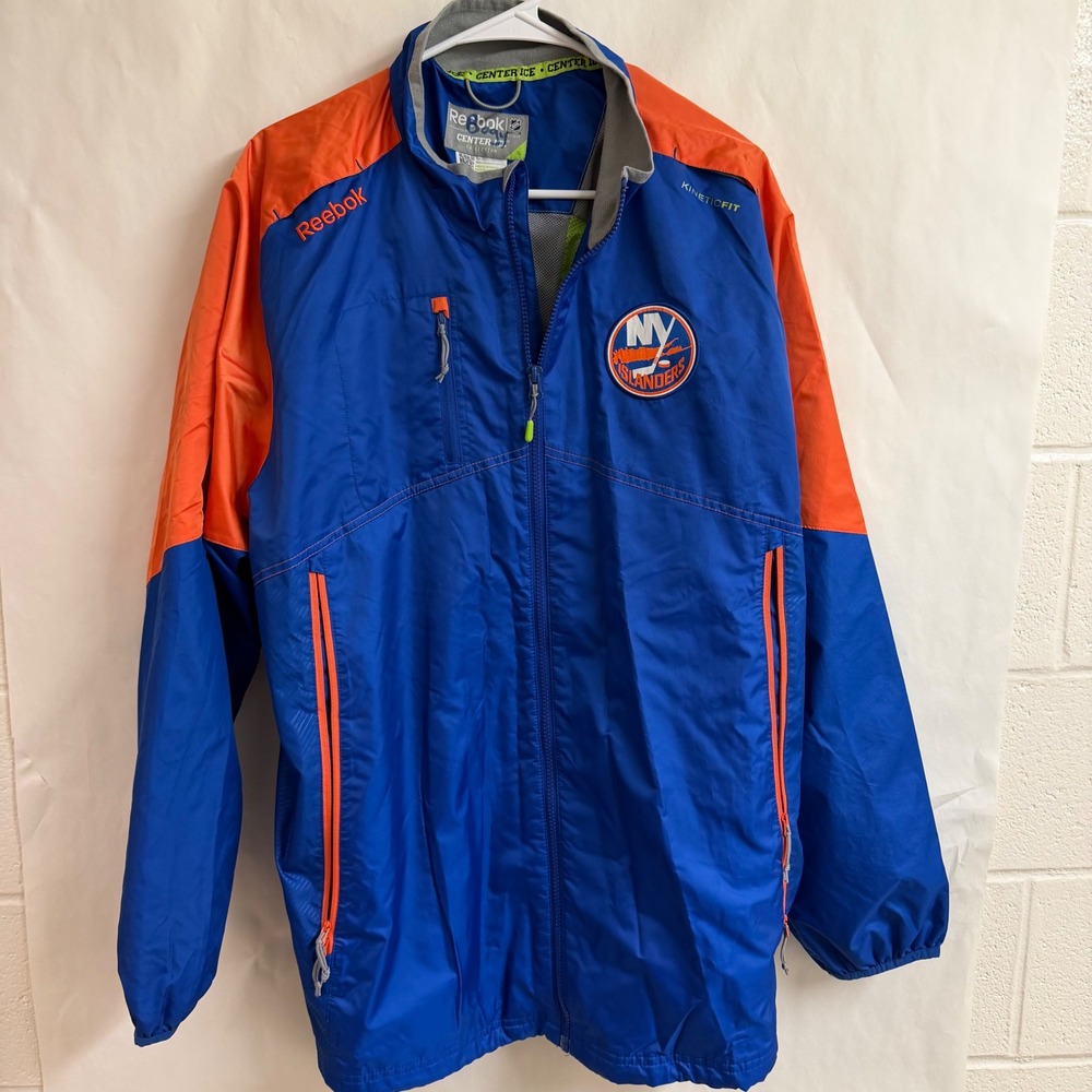 Reebok New York Islanders Hockey Center Ice Vent Jacket Mens XL Blue Orange VTG‎
